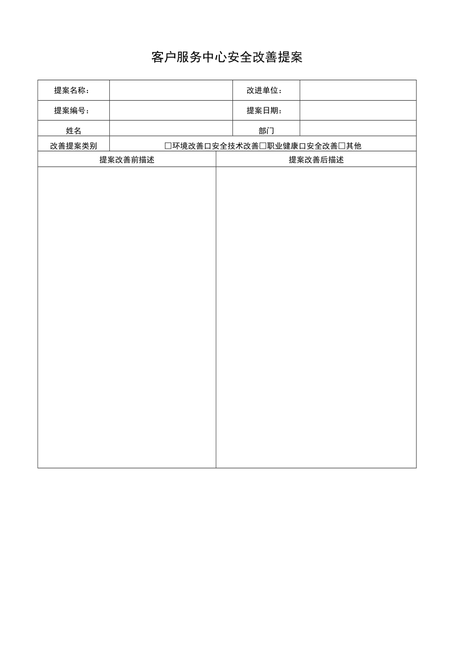 模板1：客户服务中心精益安全改善提案模板.docx_第1页