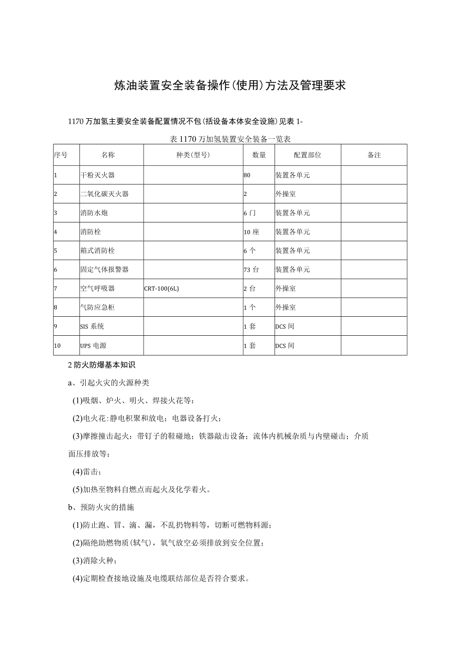 炼油装置安全装备操作（使用）方法及管理要求.docx_第1页