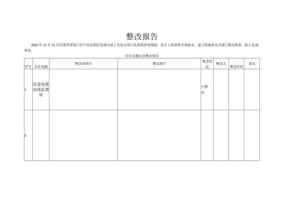 河道电缆电线乱摆放整治报告.docx_第1页