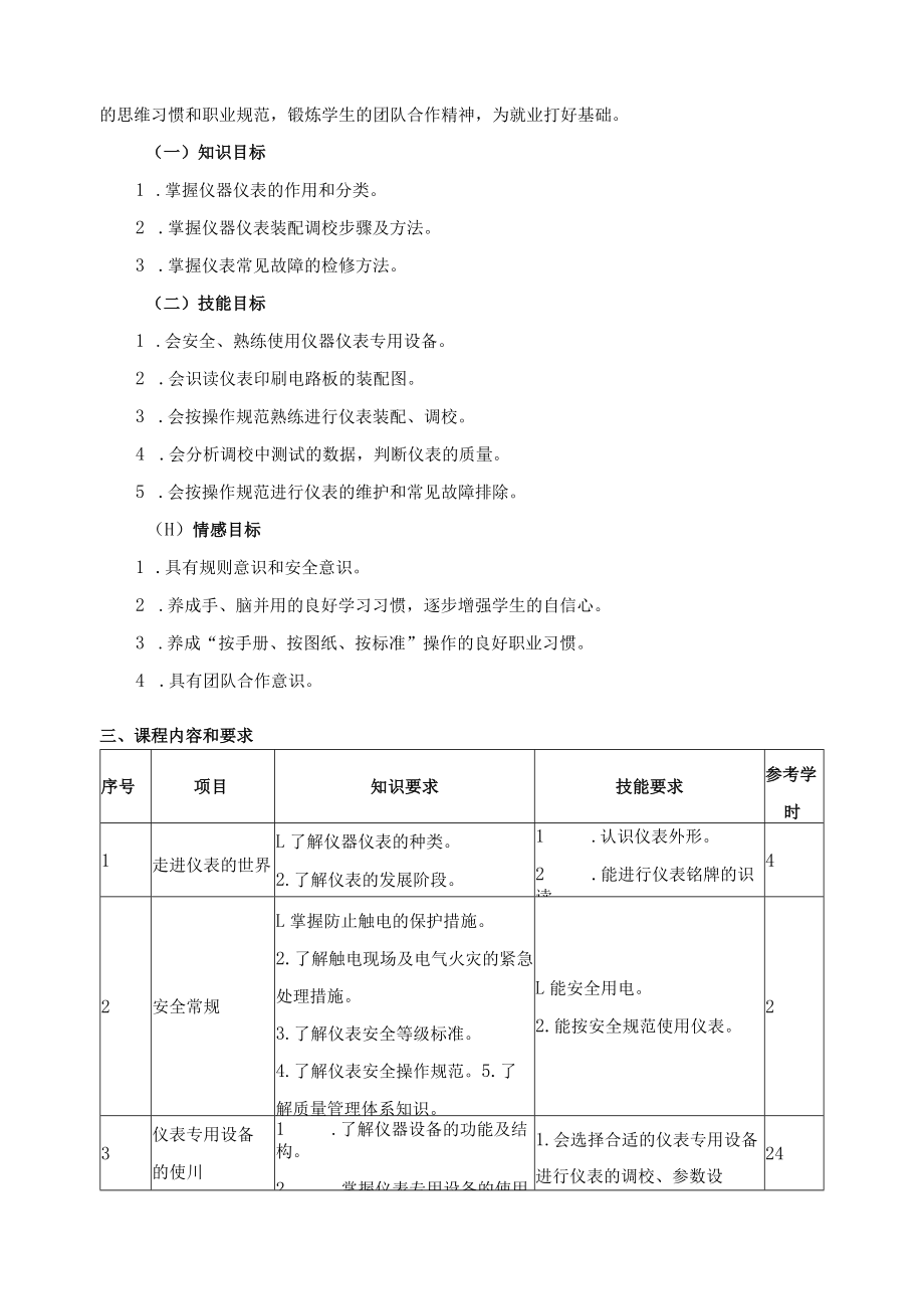 《仪器仪表装调与维修》课程标准.docx_第2页