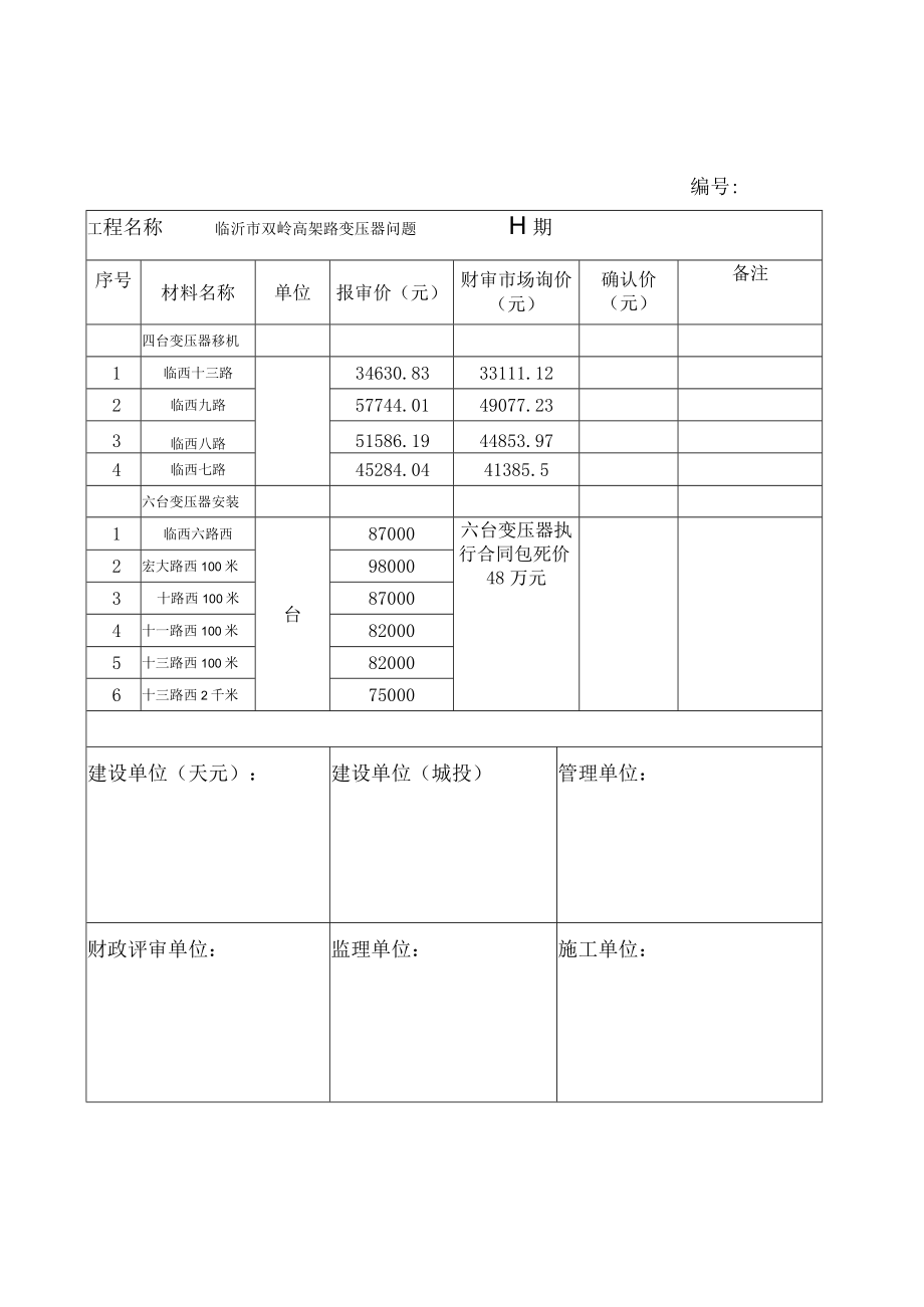 材料价格签证单-双岭路.docx_第1页