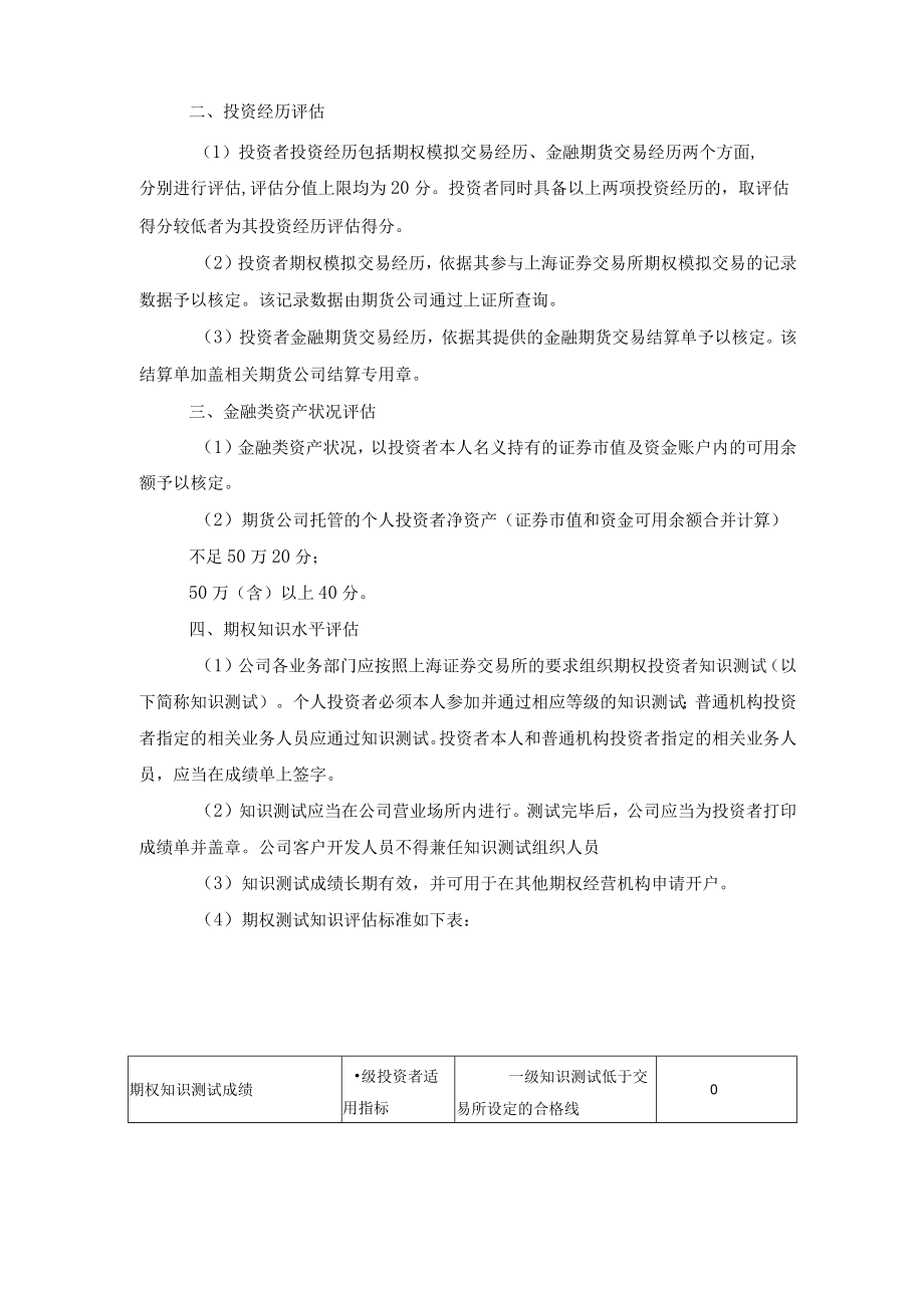 期货公司股票期权经纪业务投资者适当性管理操作规程.docx_第2页