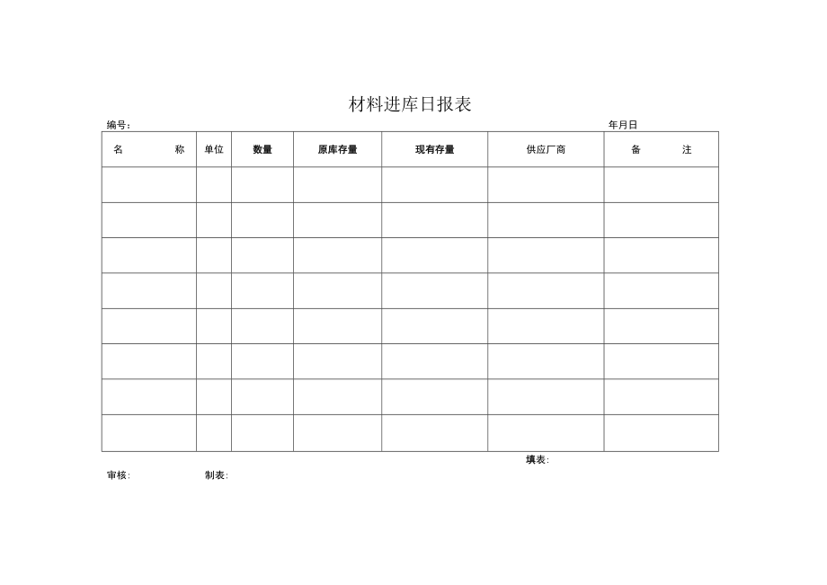 材料进库日报表.docx_第1页