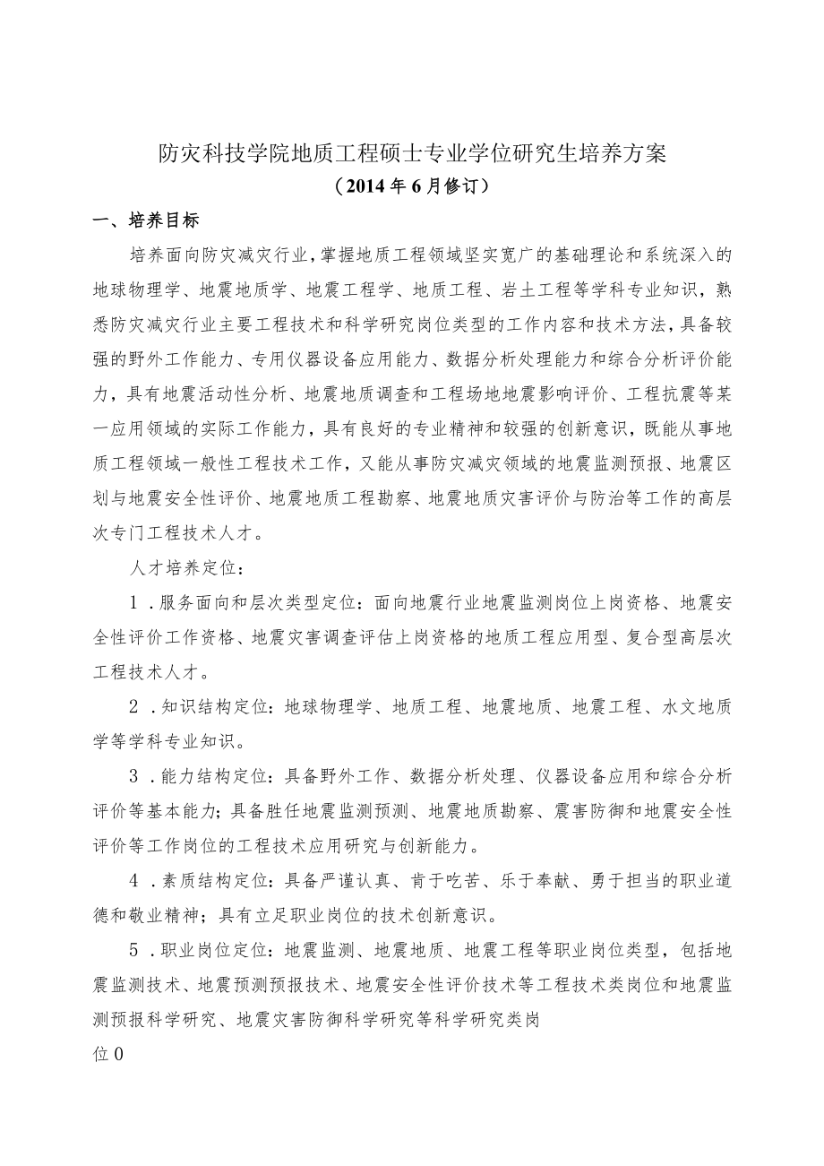 防灾科技学院地质工程硕士专业学位研究生培养方案.docx_第1页