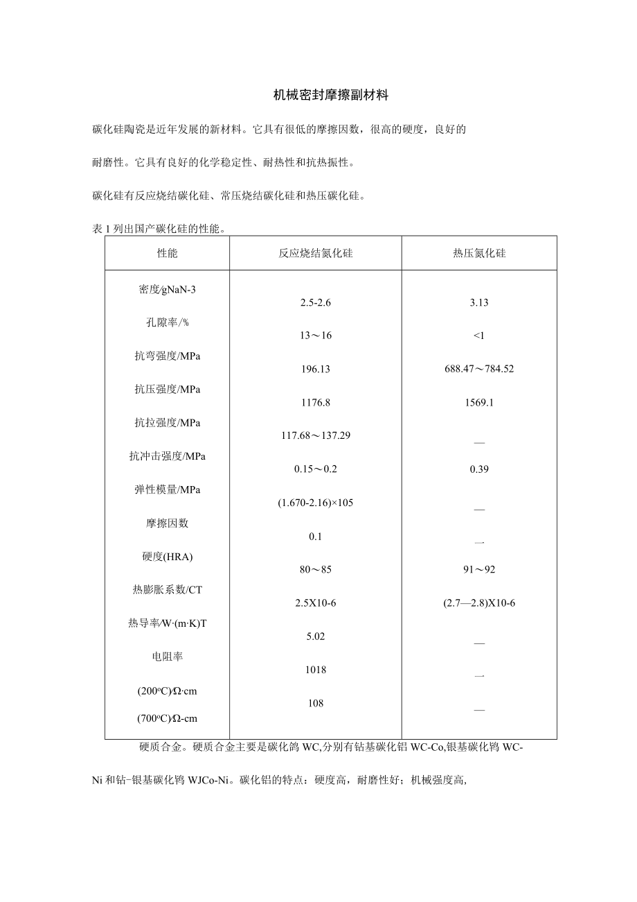 机械密封摩擦副材料.docx_第1页