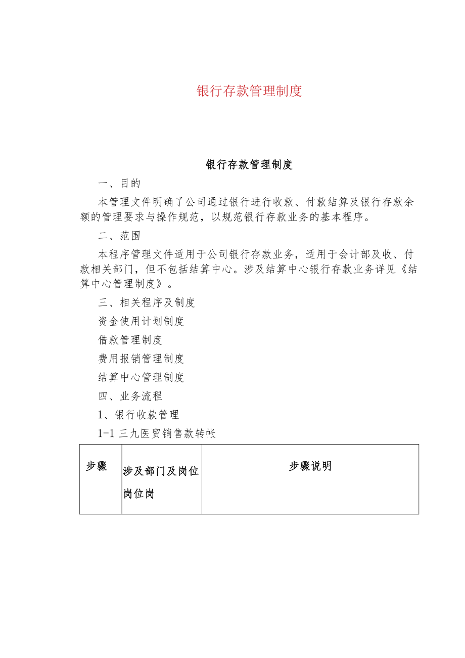 银行存款管理制度.docx_第1页