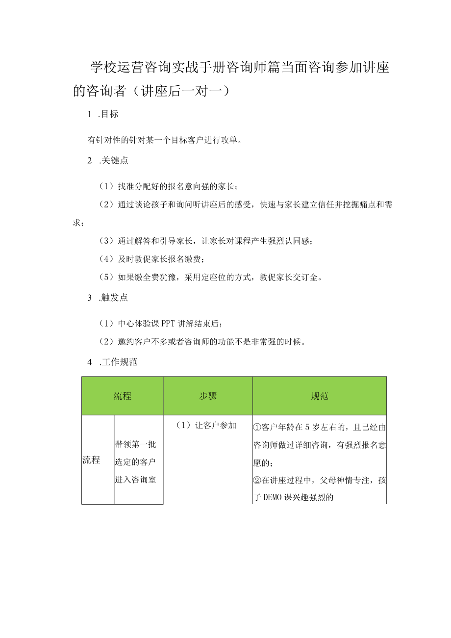 学校运营咨询实战手册咨询师篇当面咨询参加讲座的咨询者（讲座后一对一）.docx_第1页