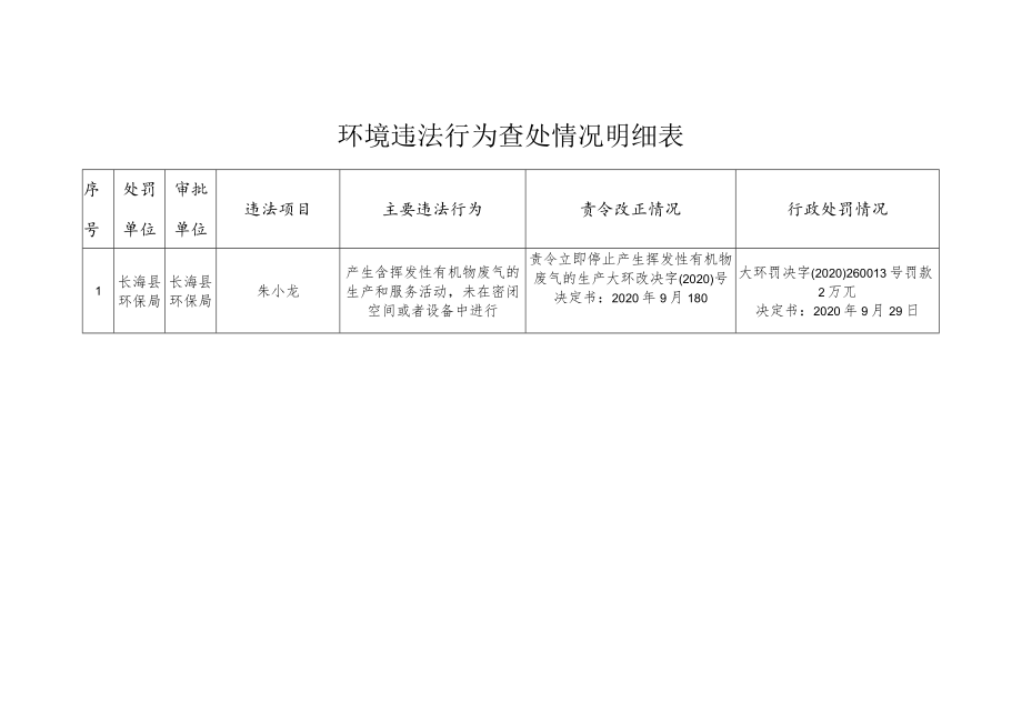 行政处罚情况环境违法行为查处情况明细表.docx_第1页