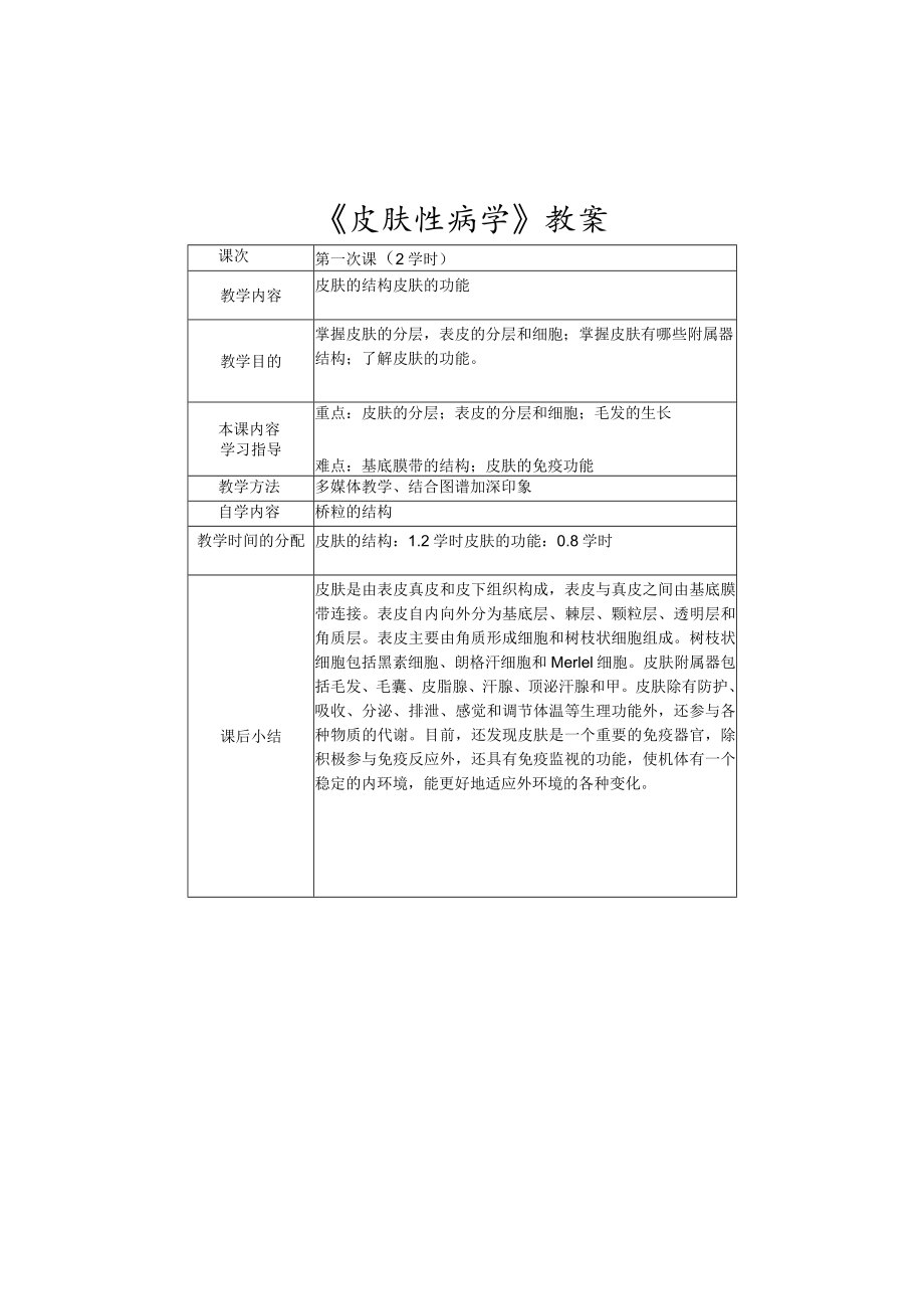 石大皮肤性病学教案01皮肤的结构功能.docx_第1页