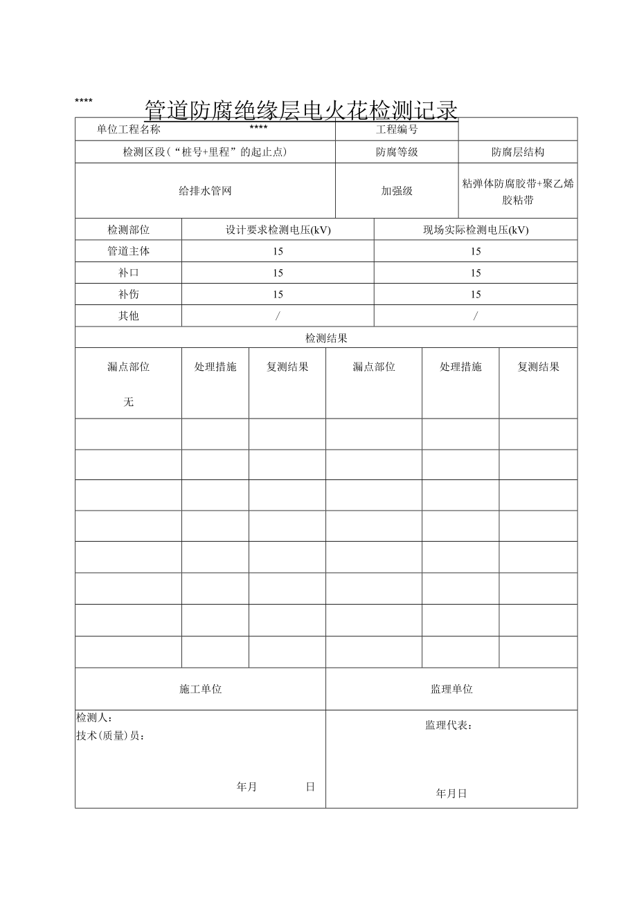 管道装置防腐绝缘层电火花检测记录.docx_第3页