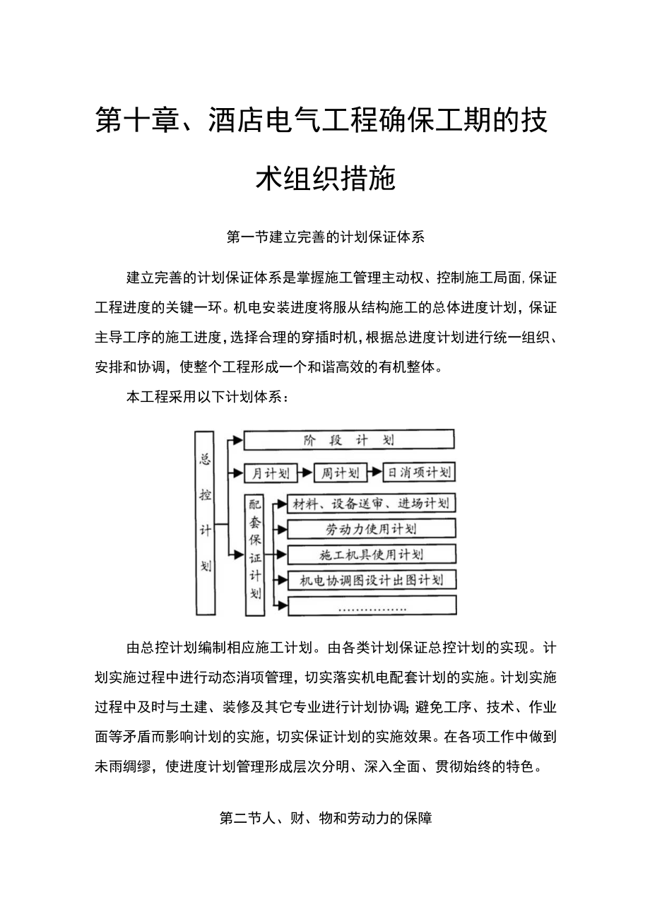 第十章、酒店电气工程确保工期的技术组织措施.docx_第1页