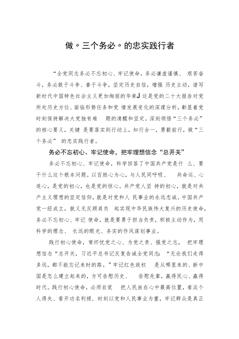 做“三个务必”的忠实践行者.docx_第1页