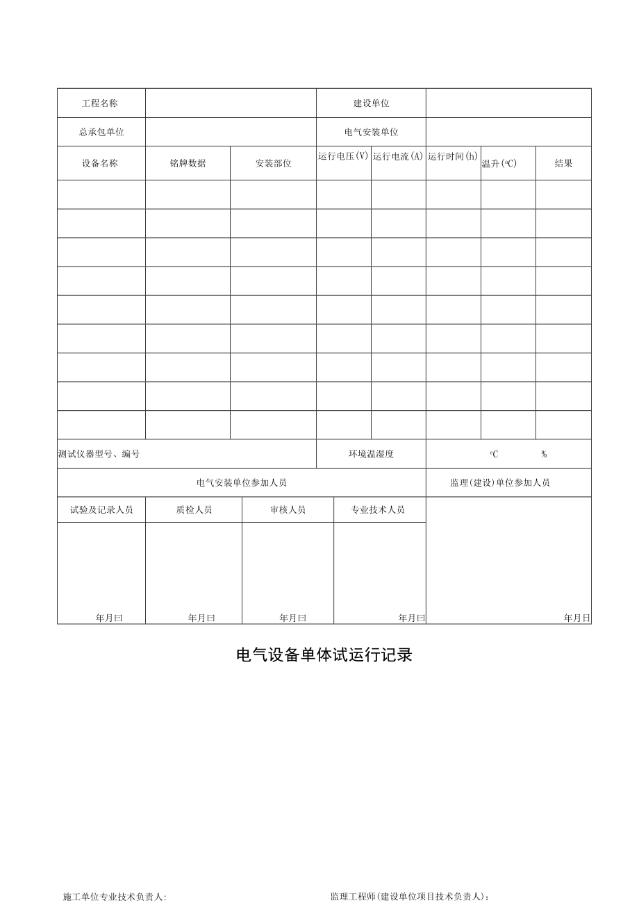 电气设备单体试运行记录.docx_第1页