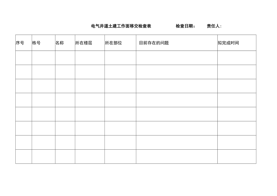 电气井道土建工作面移交检查表.docx_第1页