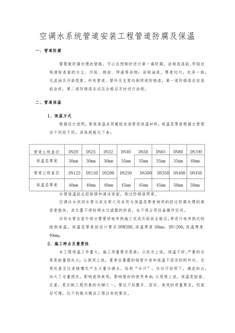 空调水系统管道安装工程管道防腐及保温.docx_第1页