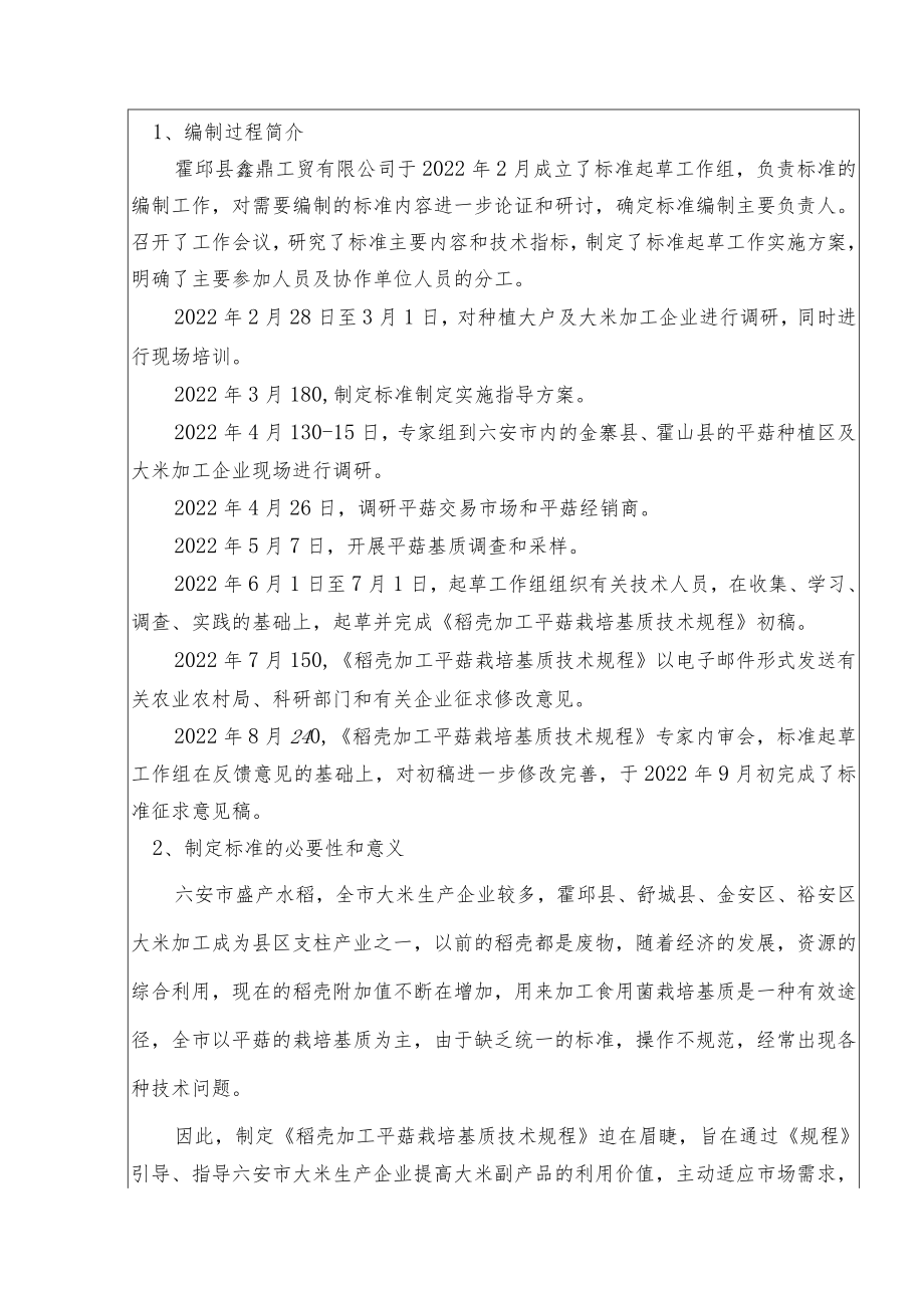 稻壳加工平菇栽培基质技术规程编制说明.docx_第2页