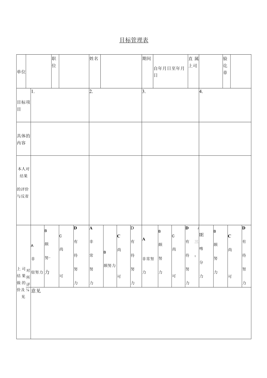 目标管理表样板.docx_第1页