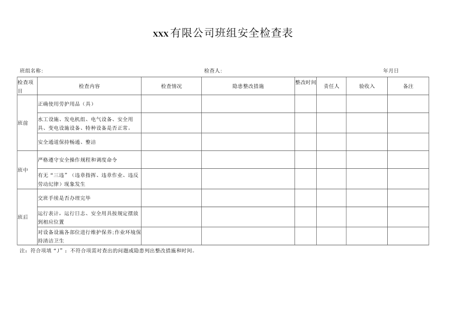 班组安全检查表.docx_第1页