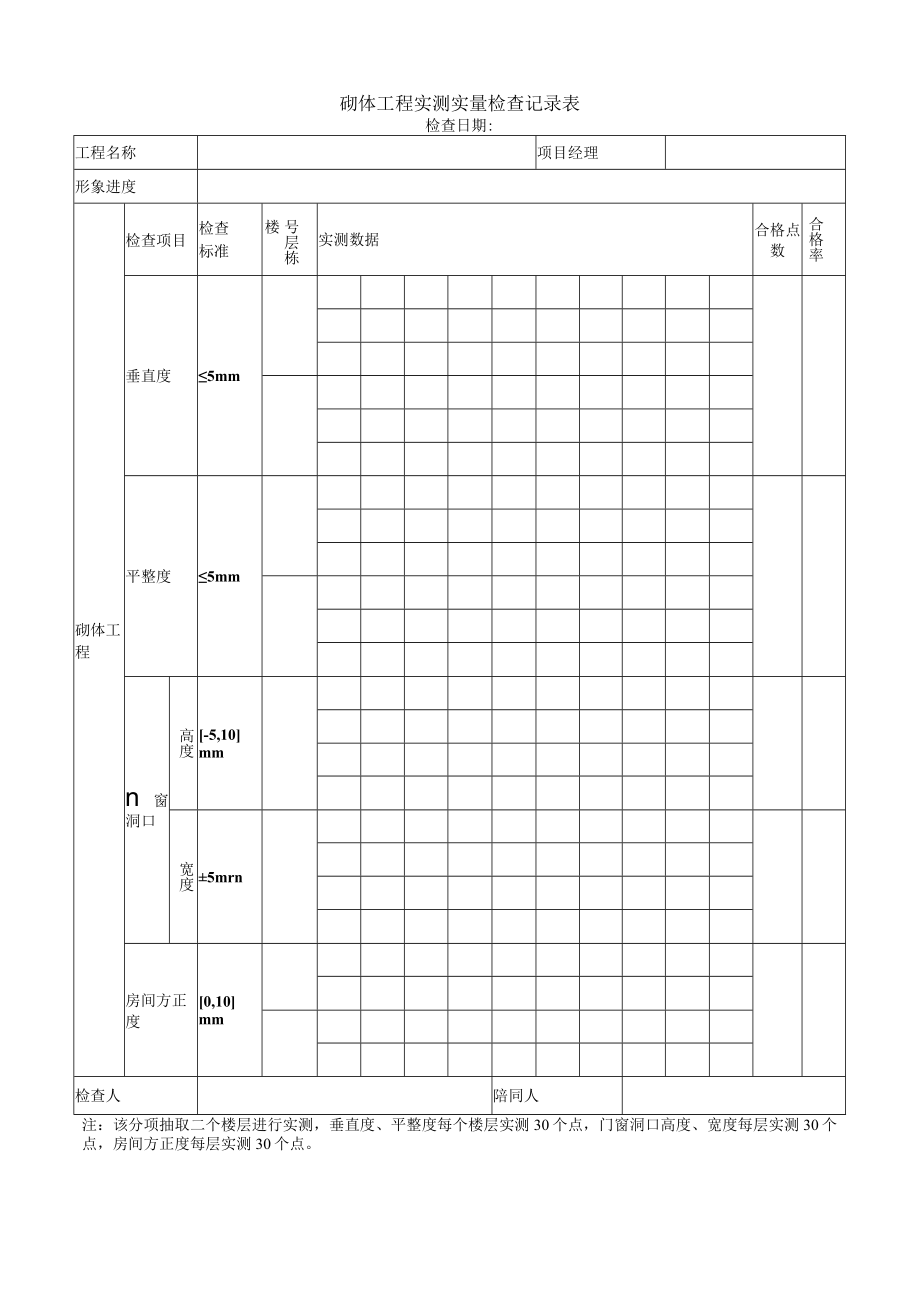 砌体工程实测实量检查记录表.docx_第1页