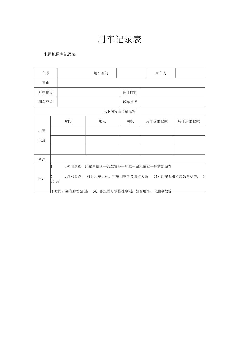 用车记录表3个.docx_第1页