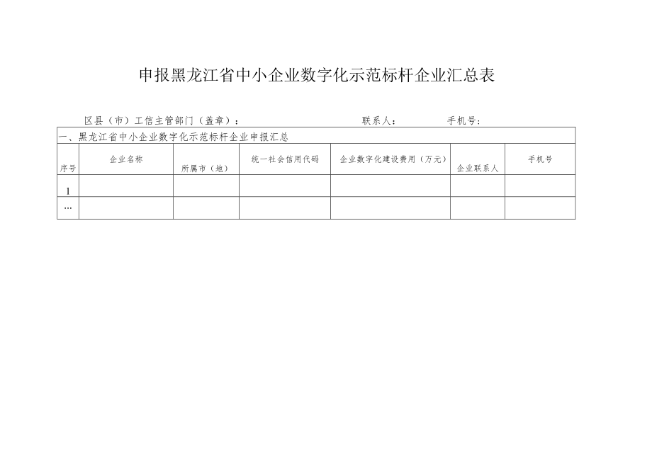 申报黑龙江省中小企业数字化示范标杆企业汇总表.docx_第1页