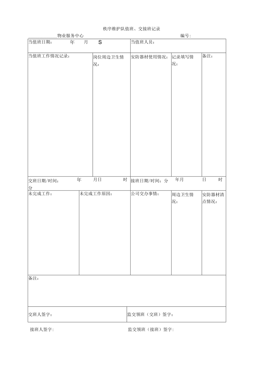 秩序维护队值班、交接班记录.docx_第1页