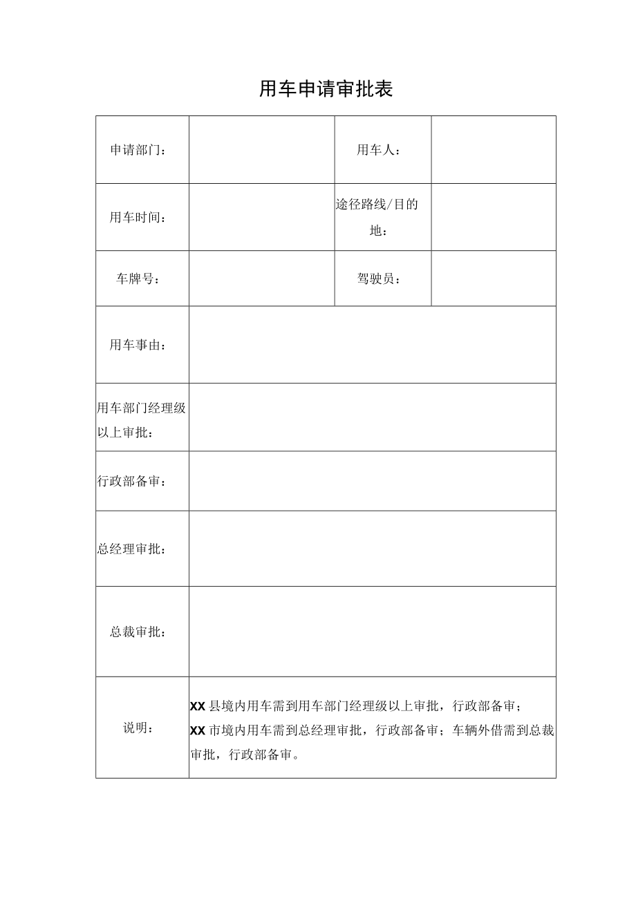 用车申请审批表.docx_第1页