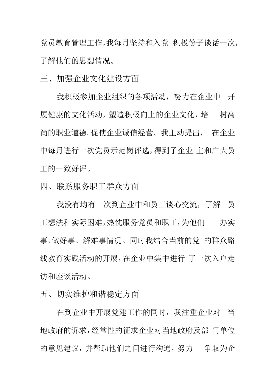 小个专非公企业党建指导员述职报告.docx_第2页