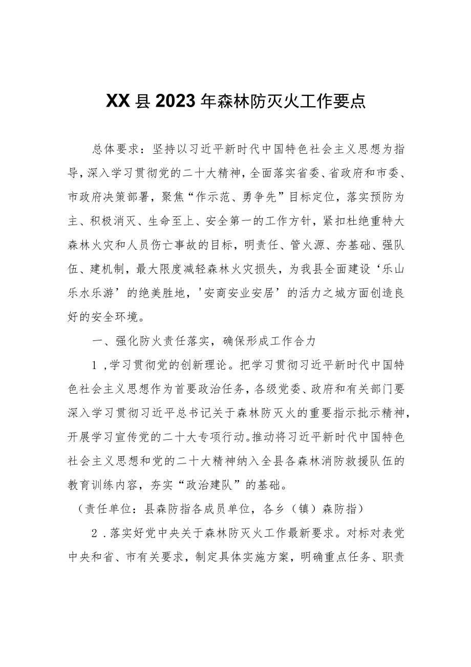 XX县2023年森林防灭火工作要点.docx_第1页