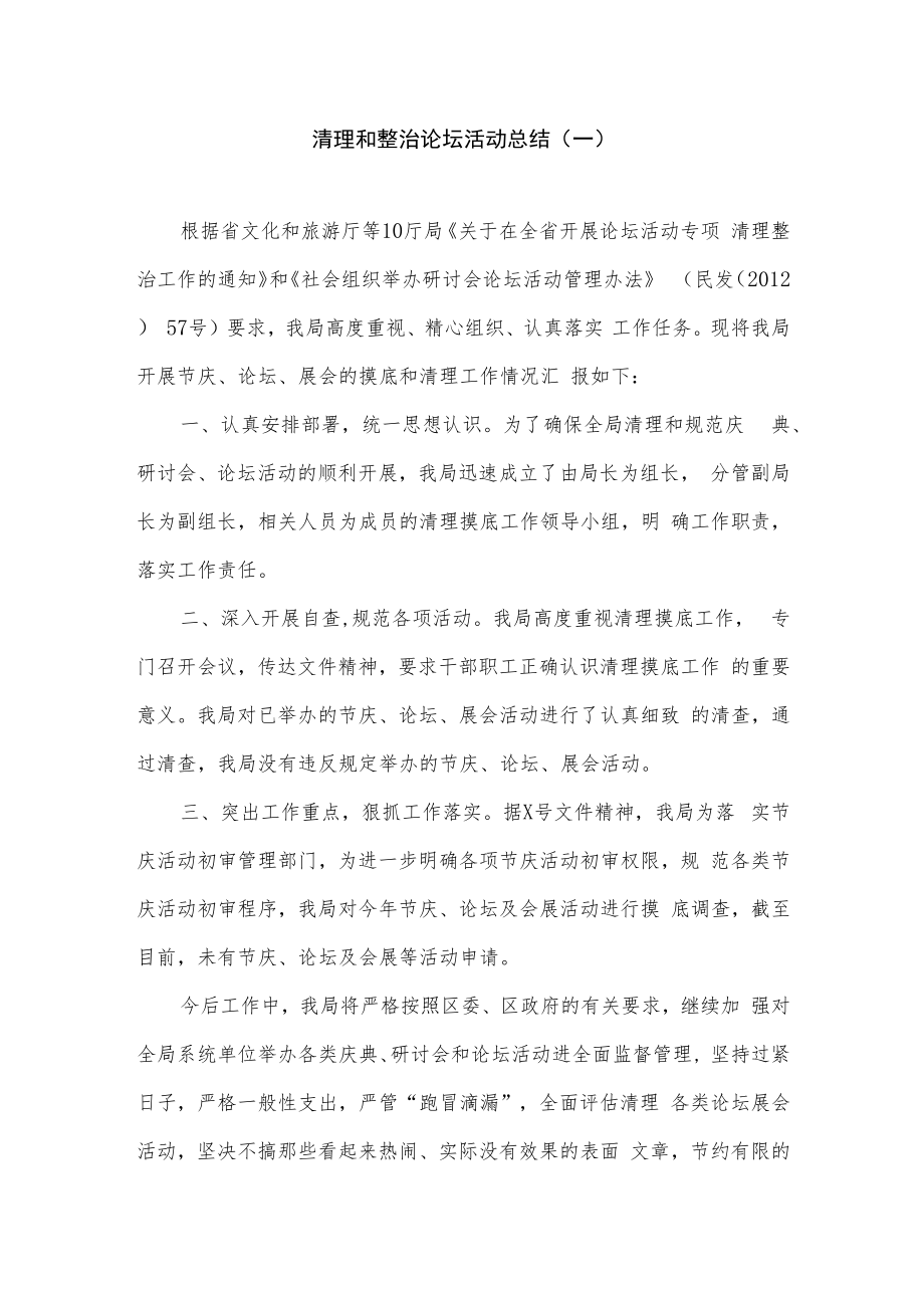 清理和整治论坛活动总结（2篇）.docx_第1页