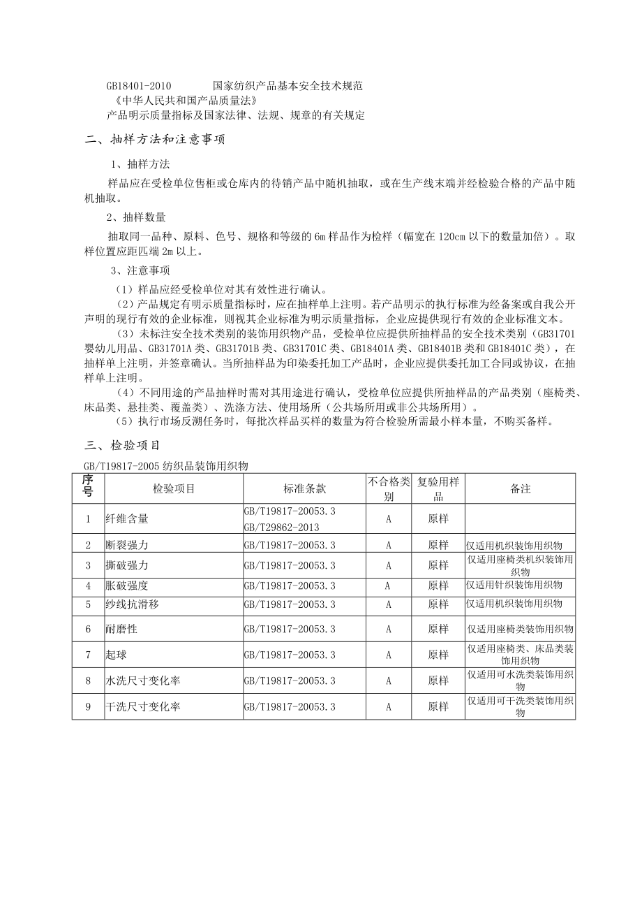 绍兴市越城区产品质量监督抽查实施细则装饰用织物.docx_第2页