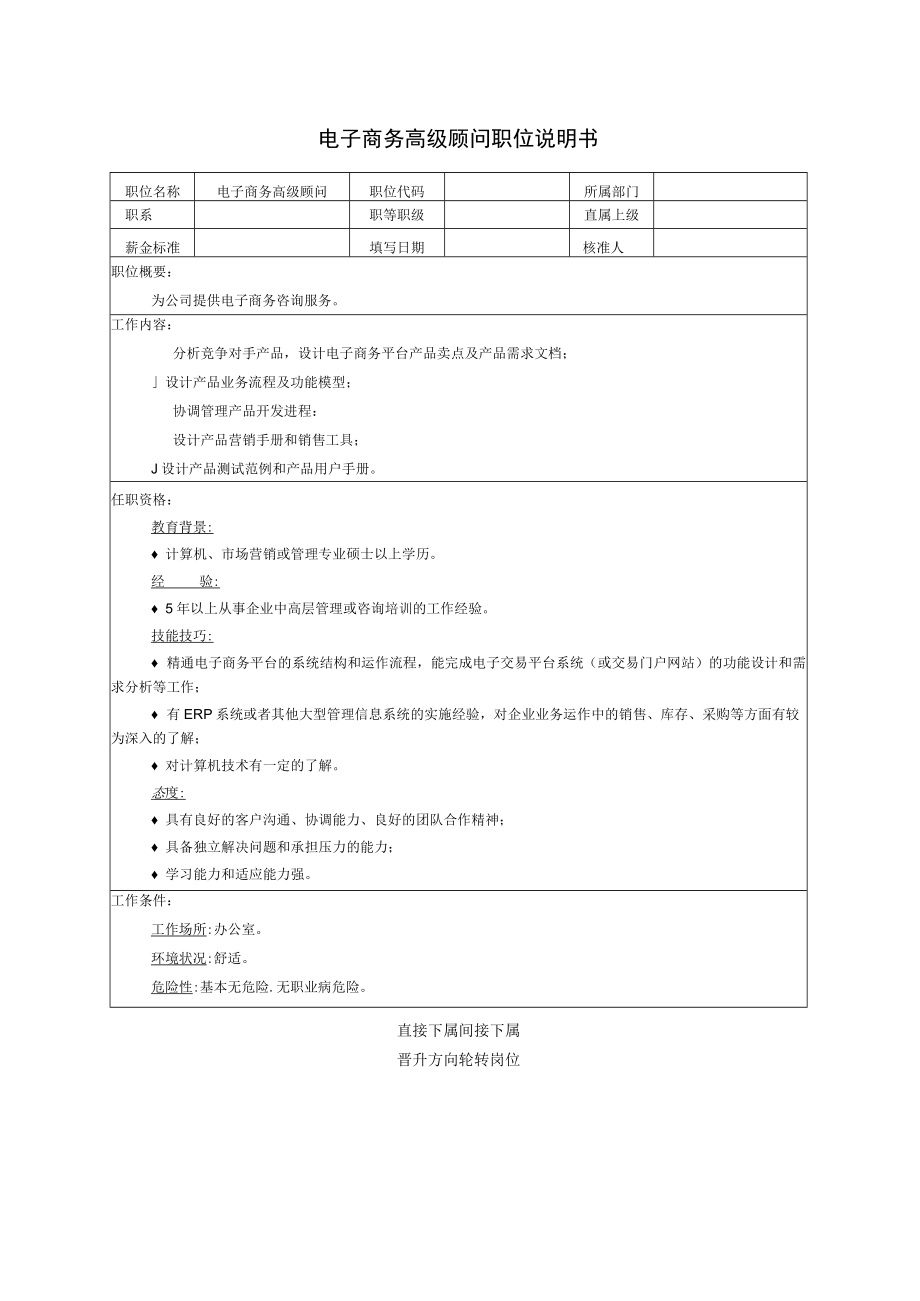 电子商务高级顾问职位说明书.docx_第1页