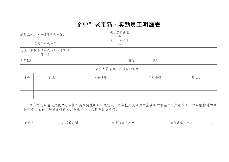 企业“老带新”奖励员工明细表.docx_第1页