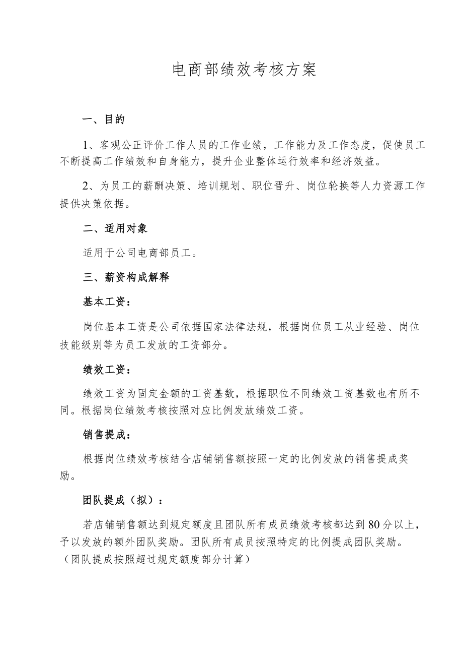 电商部绩效考核方案.docx_第1页