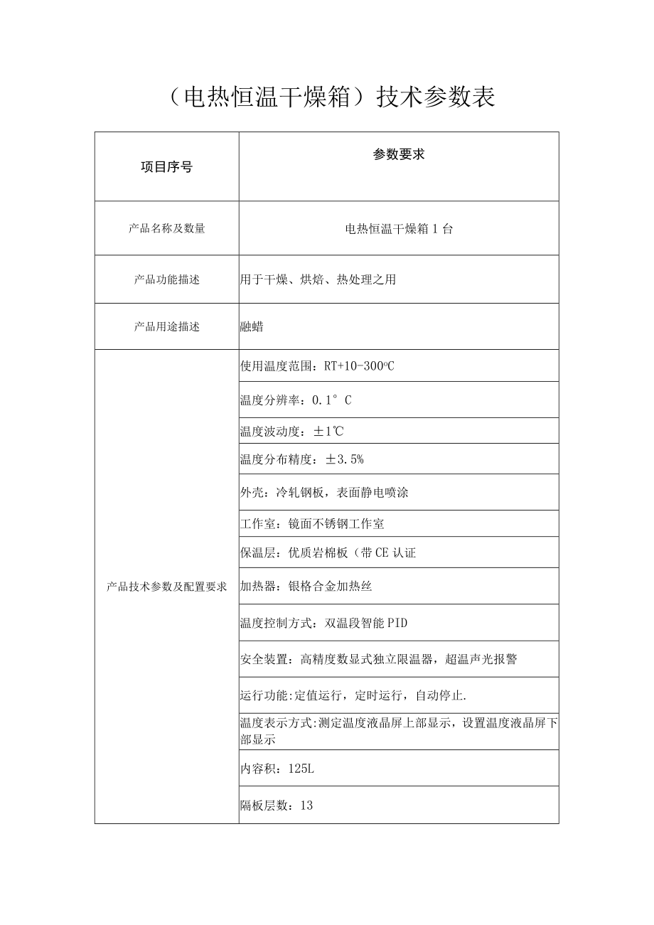 电热恒温干燥箱技术参数表.docx_第1页