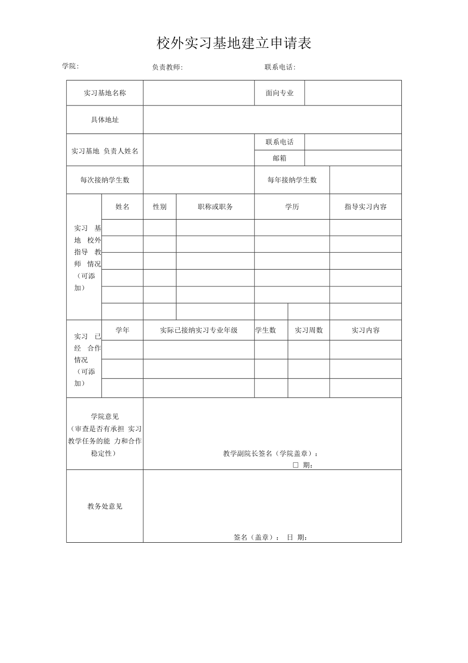 校外实习基地建立申请表.docx_第1页