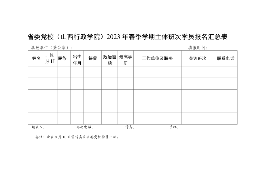 省委党校山西行政学院2023年春季学期主体班次学员报名汇总表.docx_第1页