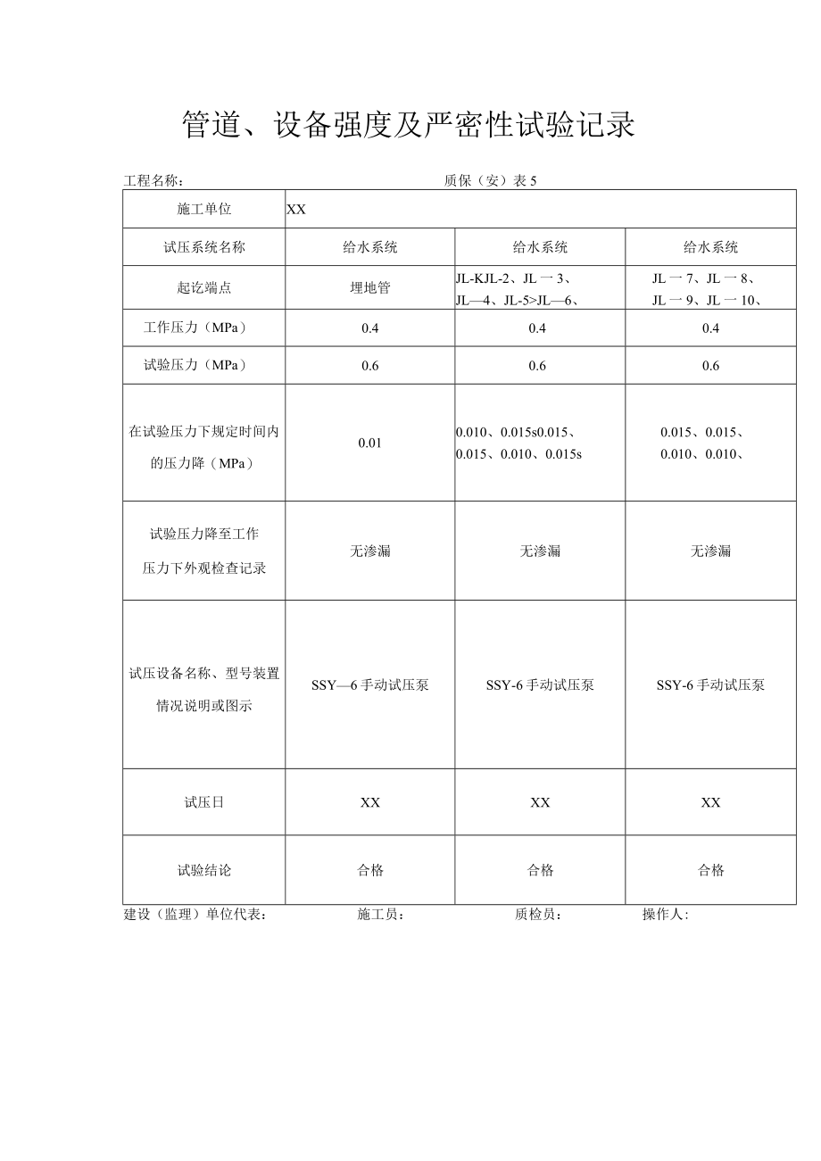 管道、设备强度及严密性试验记录.docx_第1页