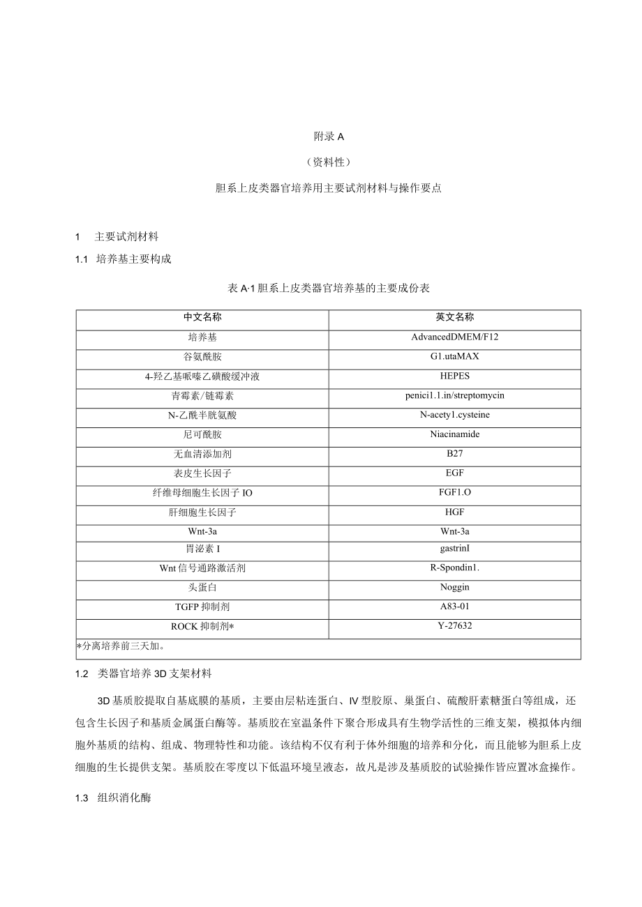 胆系上皮类器官培养用主要试剂材料与操作要点、STR、染色体核型检测、鉴定、类器官的核酸与蛋白质提取.docx_第1页