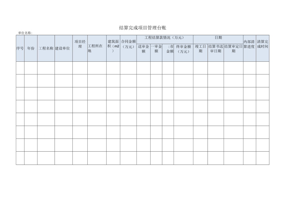 结算完成项目管理台账.docx_第1页