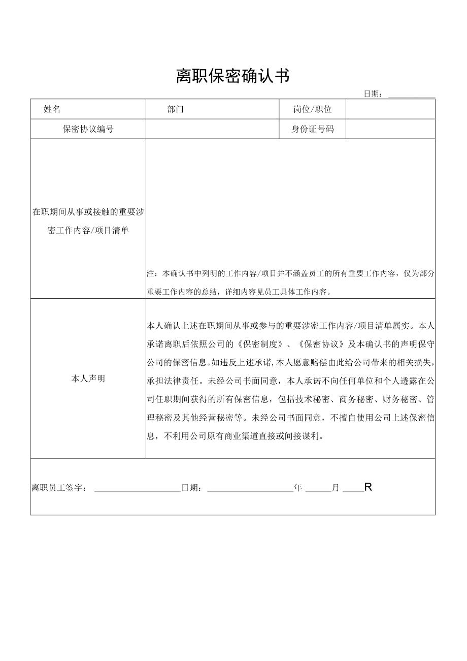 离职保密确认书.docx_第1页