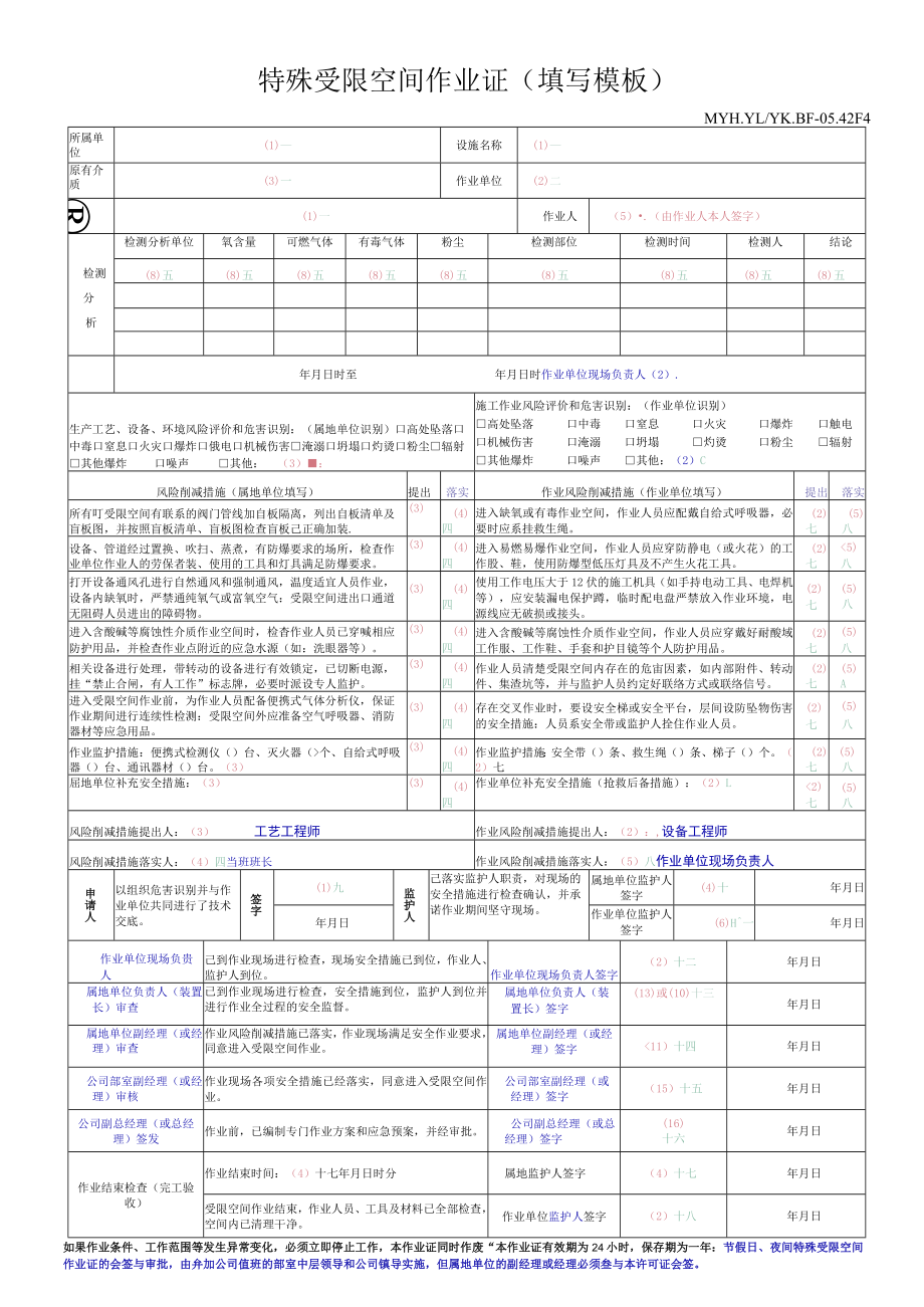 特殊受限空间作业证填写模板.docx_第1页