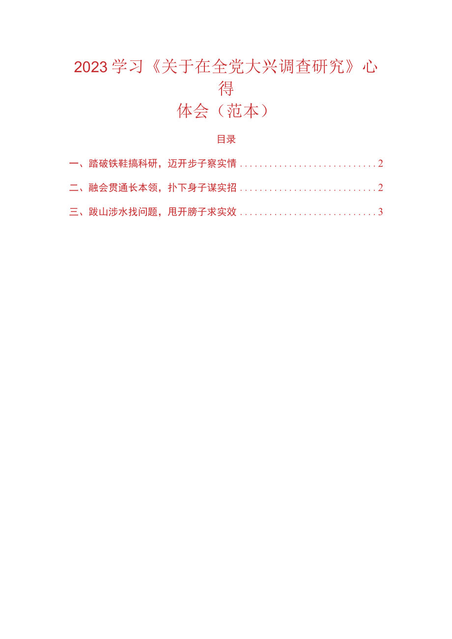 2023学习《关于在全党大兴调查研究》心得体会（范本）.docx_第1页