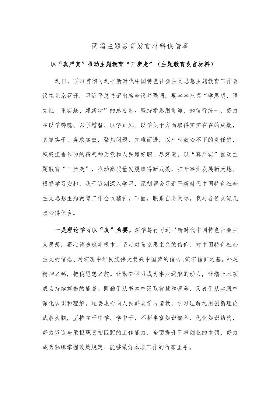 两篇主题教育发言材料供借鉴.docx_第1页