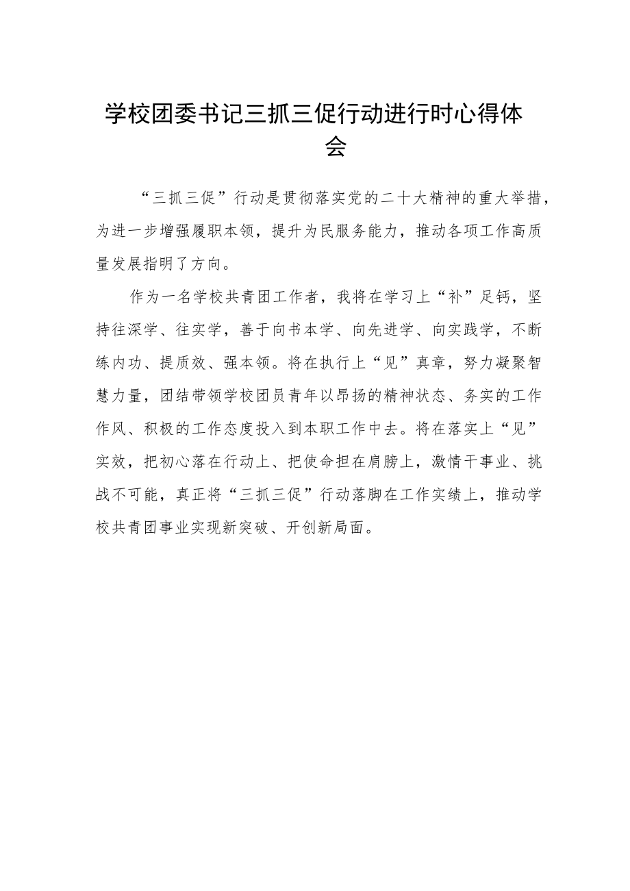 学校团委书记三抓三促行动进行时心得体会.docx_第1页