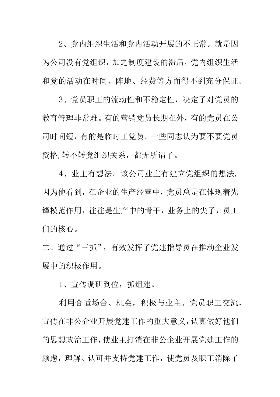 非公企业党建工作指导员个人小结.docx_第2页