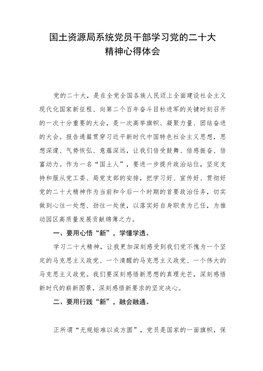 国土资源局系统党员干部学习党的二十大精神心得体会精选四篇.docx_第2页