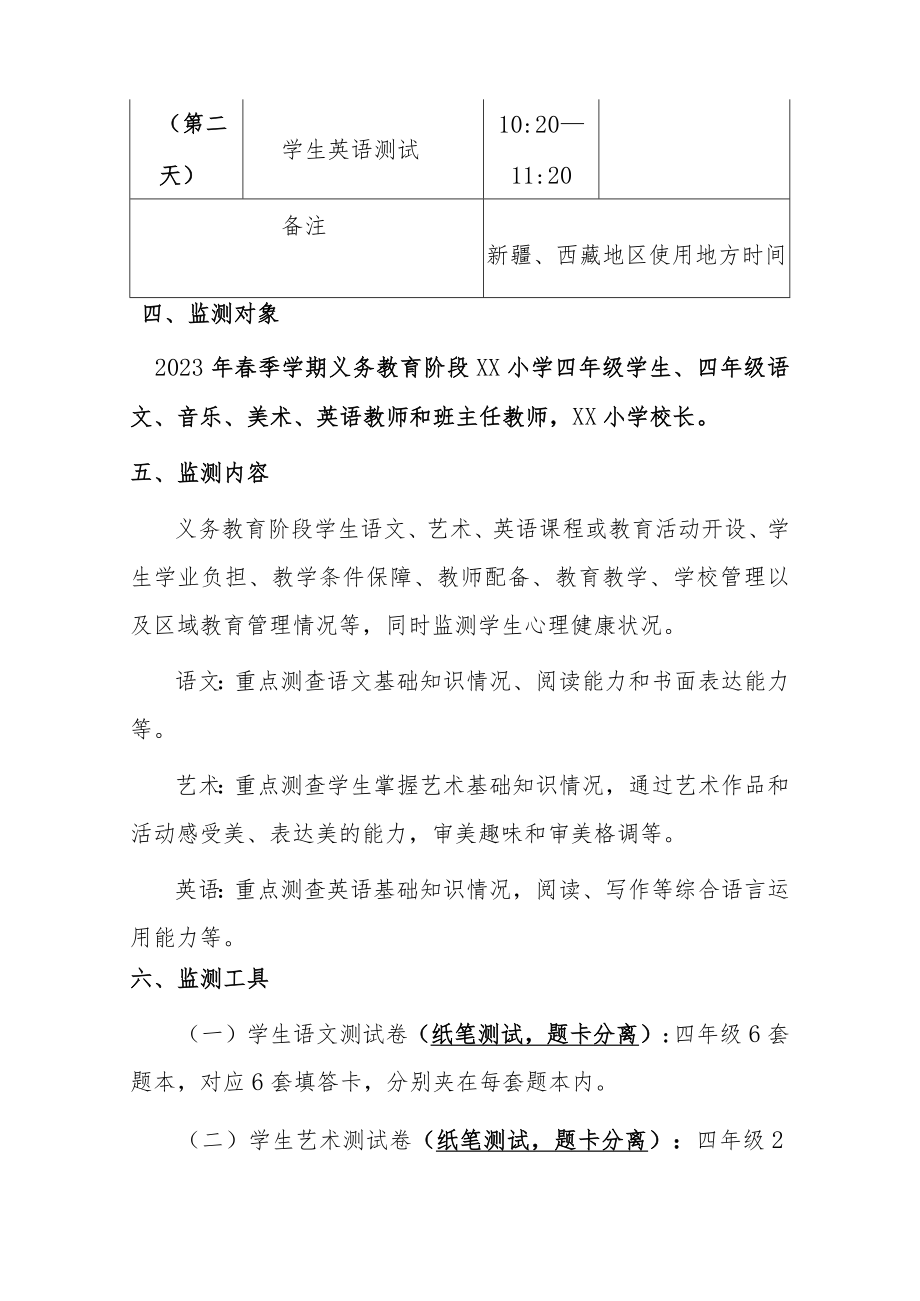 2023年XX小学关于国家义务教育质量监测工作实施方案.docx_第3页