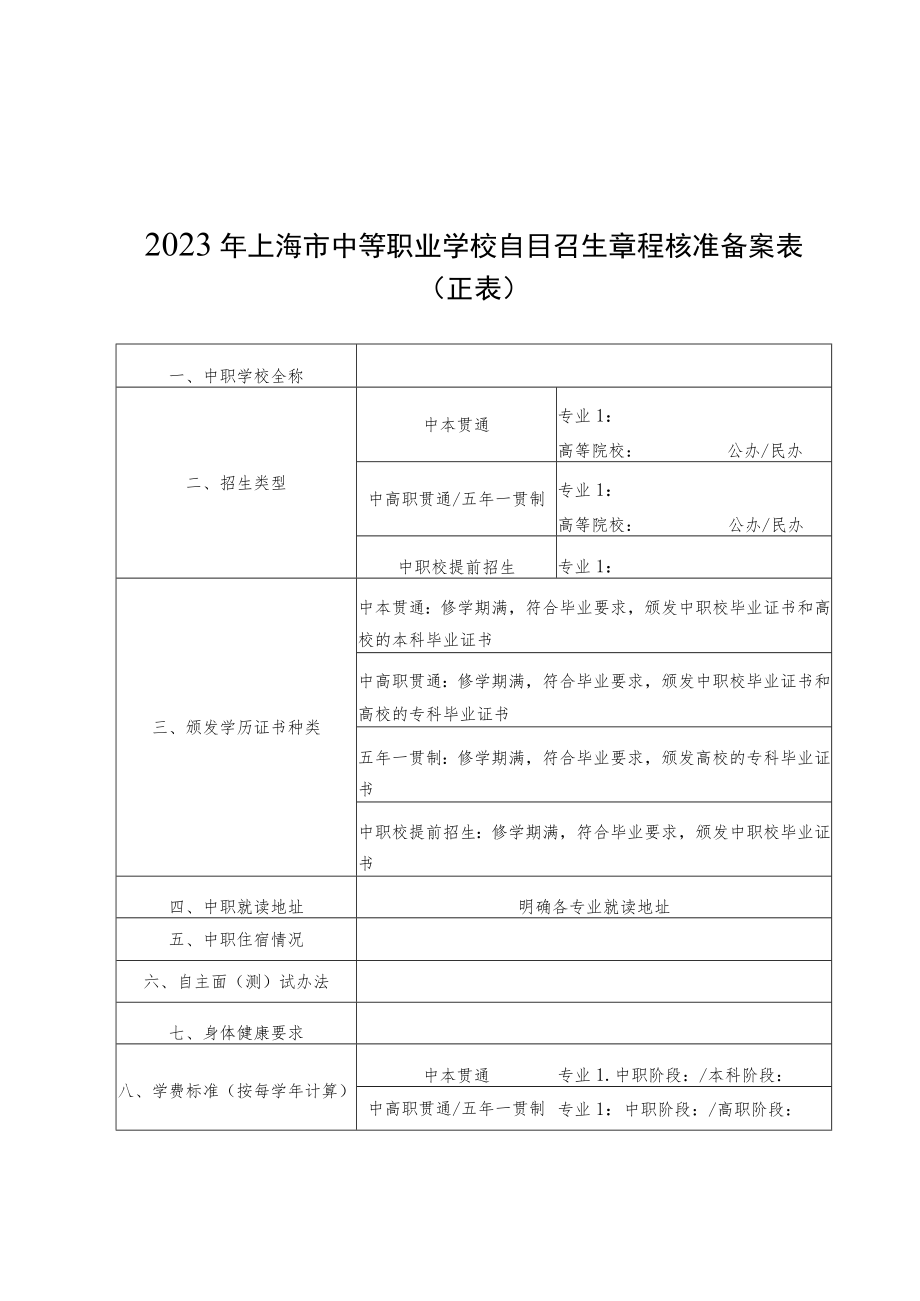 2023年上海市中等职业学校自主招生章程核准备案表.docx_第2页