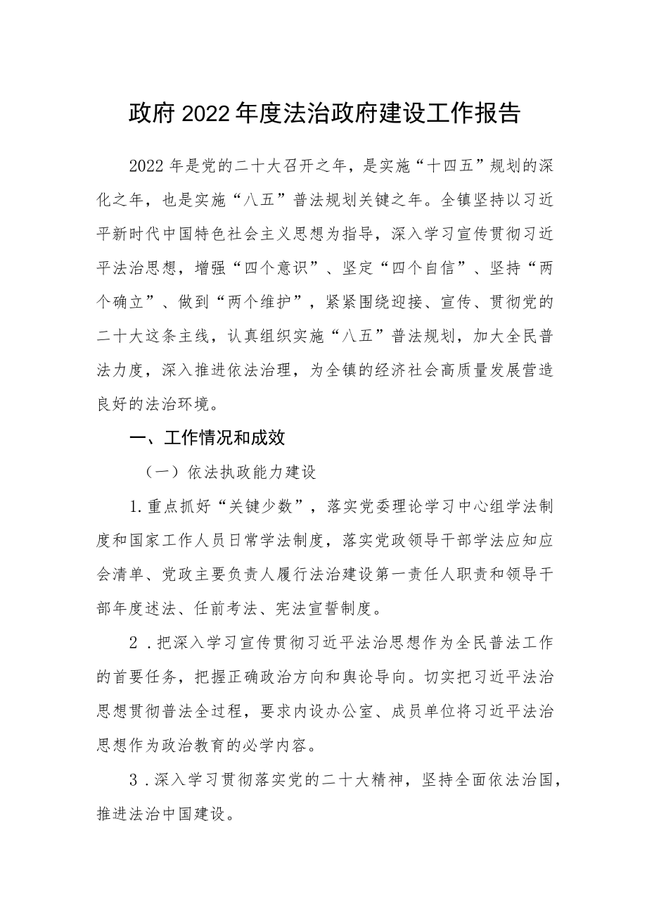 政府2022年度法治政府建设工作报告.docx_第1页